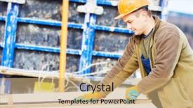  Presentation with construction work - Amazing slide deck having concrete work male builder carpenter backdrop and a coral colored foreground