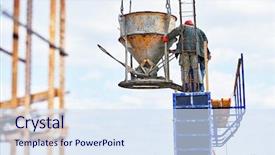  Presentation with construction work - Presentation theme featuring concreting work construction site workers background and a sky blue colored foreground