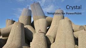  Presentation with elements - Slide set with concrette - stack of concrete breakwater elements background and a teal colored foreground