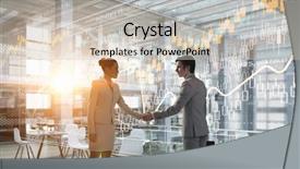  Presentation with handshake - Colorful slide deck enhanced with concurrence - business partners handshake mixed media backdrop and a soft green colored foreground