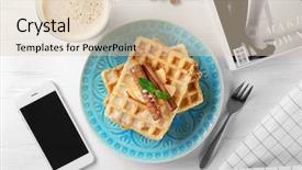  Presentation with waffles - Slides enhanced with condensed milk - composition with delicious cinnamon waffles background and a lemonade colored foreground