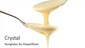  Presentation with condensed milk - Audience pleasing slide deck consisting of condensed milk pouring from spoons backdrop and a white colored foreground
