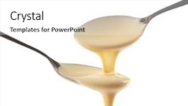  Presentation with condensed milk - Presentation theme featuring condensed milk pouring from spoons background and a  colored foreground