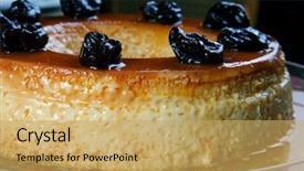  Presentation with condensed milk - PPT theme enhanced with condensed milk pudding with eggs background and a yellow colored foreground