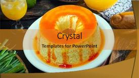  Presentation with condensed milk - Presentation design consisting of condensed milk pudding with eggs background and a gold colored foreground