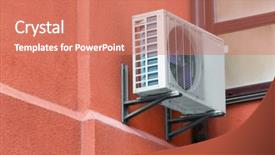  Presentation with conditioner - Audience pleasing theme consisting of conditioner on wall of building backdrop and a  colored foreground