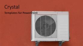  Presentation with conditioner - Slides enhanced with conditioner on wall of building background and a red colored foreground