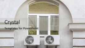  Presentation with air conditioning services - Colorful PPT layouts enhanced with conditioners on wall of building backdrop and a  colored foreground