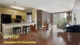  Presentation with floor plan - Slides enhanced with condo with open floor plan background and a tawny brown colored foreground