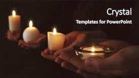  Presentation with condolence - Colorful slide set enhanced with condolence - hands with burning candles backdrop and a wine colored foreground
