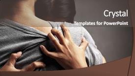 Presentation with wife - Beautiful presentation theme featuring condolence - husband embrace her sad wife backdrop and a dark gray colored foreground