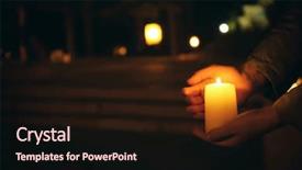  Presentation with condolence - Theme featuring condolence - woman with burning candle outdoors background and a wine colored foreground