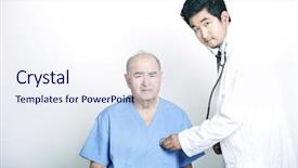  Presentation with senior asian - Theme having condolence - young asian doctor comforting background and a sky blue colored foreground