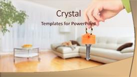  Presentation with house key - Amazing theme having condominium - hand with house key backdrop and a lemonade colored foreground