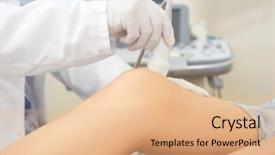  Presentation with ultrasound - Audience pleasing PPT layouts consisting of conduct - doctor conducting ultrasound examination backdrop and a coral colored foreground