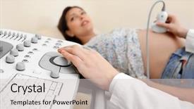  Presentation with pregnant woman doctor - Presentation theme consisting of conduct - doctor conducting ultrasound examination background and a light gray colored foreground