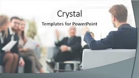  Presentation with monthly meeting - PPT theme consisting of conduct - image is blurred businessman conducting background and a  colored foreground