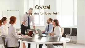  Presentation with team meeting - PPT theme enhanced with conduct - team of young professionals conducting background and a cream colored foreground