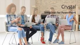  Presentation with team meeting - Colorful PPT layouts enhanced with conduct - team of young professionals conducting backdrop and a coral colored foreground