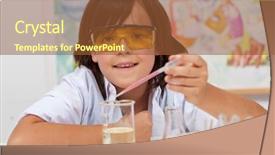  Presentation with chemical experiment - PPT theme having conducting a simple chemical experiment background and a tawny brown colored foreground