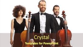  Presentation with female - Presentation theme featuring conductior-posing-in-front background and a tawny brown colored foreground