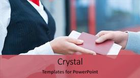  Presentation with conductor - Presentation theme featuring conductor - woman's hands with a passport background and a coral colored foreground