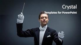  Presentation with conductor - Presentation design consisting of conductor on a dark background background and a tawny brown colored foreground