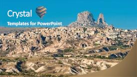  Presentation with animated hot air balloon - Slides featuring cone experience - hot air balloon flying background and a teal colored foreground