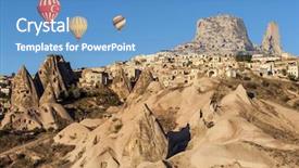  Presentation with hot air balloons - Presentation design with cone experience - hot air balloons flying background and a teal colored foreground