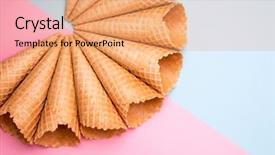  Presentation with colored - Colorful presentation design enhanced with cone waffle on a color backdrop and a coral colored foreground