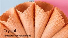  Presentation with kue waffle - Cool new slide deck with cone waffle on a color backdrop and a coral colored foreground