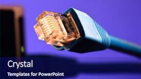  Presentation with cable - PPT theme consisting of conectivities - cable rj-45 closeup background and a navy blue colored foreground