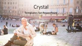  Presentation with city map - Presentation enhanced with free smiley - gorgeous female tourist background and a  colored foreground