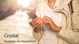  Presentation with smart city - Beautiful presentation design featuring using app on her smart backdrop and a lemonade colored foreground