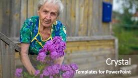  Presentation with rural home - Presentation design consisting of old woman takes care background and a gray colored foreground