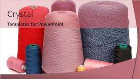  Presentation with weaving textile - Cool new PPT layouts with cones-and-spools-of-synthetic backdrop and a coral colored foreground