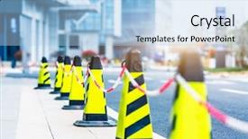  Presentation with roadside - PPT layouts featuring cones in line at roadside background and a  colored foreground