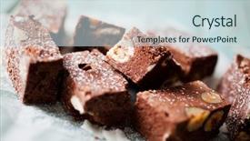  Presentation with chocolate nuts - Slides with confectionary - chocolate fudge with nuts background and a sky blue colored foreground