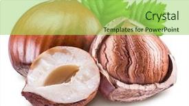  Presentation with green leaves - Cool new theme with confectionary - hazelnuts kernel of hazelnut backdrop and a yellow colored foreground