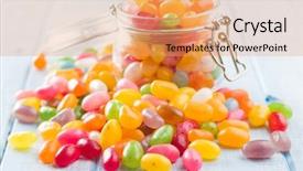  Presentation with jelly - Presentation with confectionary - sweet jelly beans in jar background and a coral colored foreground