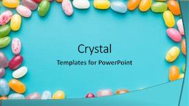  Presentation with jelly - PPT theme consisting of confectionary - sweet jelly beans on blue background and a arctic colored foreground