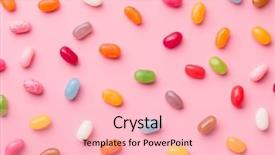  Presentation with jelly - Audience pleasing theme consisting of confectionary - sweet jelly beans on pink backdrop and a lemonade colored foreground
