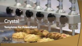  Presentation with biscuit - Colorful presentation design enhanced with confectionary food industry - biscuit made in bakery backdrop and a  colored foreground