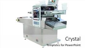  Presentation with food industry - Presentation theme having confectionary food industry - image of a baking machine background and a  colored foreground