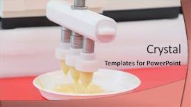  Presentation with baking - Presentation theme consisting of confectionary food industry - image of a baking machine background and a  colored foreground