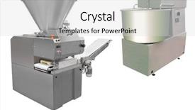  Presentation with bakery - Amazing PPT theme having confectionary food industry - image of bakery machine backdrop and a light gray colored foreground