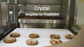  Presentation with bakery - Colorful presentation theme enhanced with confectionary food industry - image of bakery oven backdrop and a dark gray colored foreground