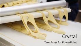  Presentation with production line - Presentation theme with confectionary food industry - production line at bakery background and a lemonade colored foreground