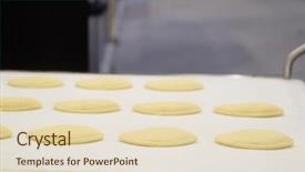  Presentation with production line - PPT theme having confectionary food industry - production line at bakery background and a  colored foreground
