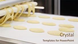  Presentation with production line - Presentation design with confectionary food industry - production line at bakery background and a lemonade colored foreground